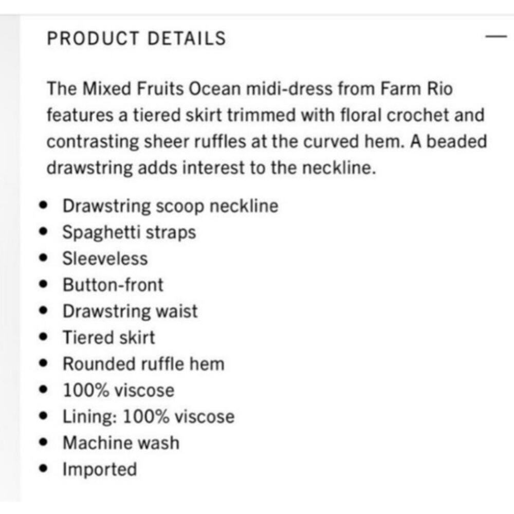 Farm Rio Mixed Fruits Ocean Maxi Dress Tiered Beaded Tassel Tropical Resort XL - Picture 15 of 16